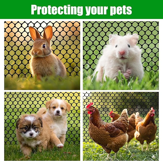 Black Plastic Chicken Wire mesh 15.7IN x 33FT,Plastic Chicken Wire Fencing,Poultry Netting,Plastic mesh for Garden,Balcony Fence,Chicken Wire Frame for Crafts, Floral Mesh.with 100 Ties