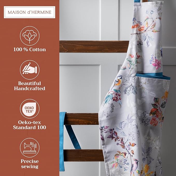 Maison d' Hermine 100% Cotton Apron for women with Pocket Kitchen Chef Apron for Men Cooking Easter Decorations