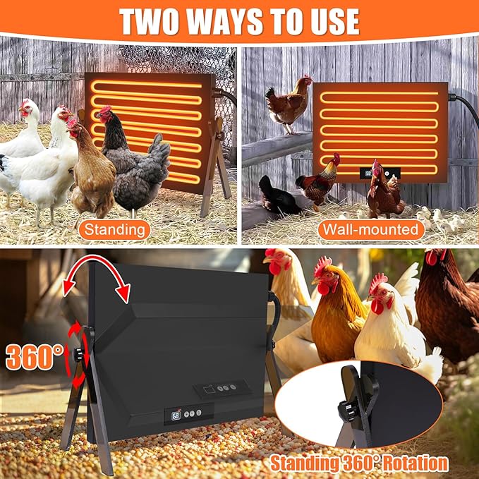 Large Chicken Coop Heater for Winter, Metal Chick Brooder Plate Radiant Heater for Chicken Coop, Safe 150W, Quiet & Thermostat Control Ideal for Chick Chicken Coops Dog Cat & Small Animals