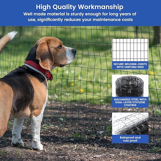 2×3in 36''×50' Welded Wire Mesh, Chicken Wire Mesh Metal Garden Plant Fencing, Black PVC Coated Raised Garden Bed Plant Supports Poultry Netting, Welded Fence Rabbit Cage