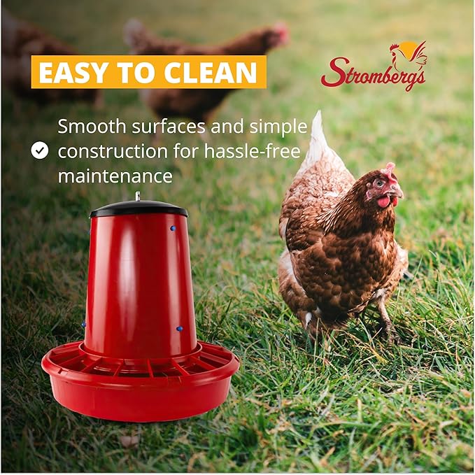 Stromberg's 50 lb Capacity Hanging Feed Saver Feeder, Large Capacity Durable Feeder with Feed Saver Grill, Perfect for Poultry, Durable Polypropylene Plastic, 22" W x 24" H, Trough 4.5" High