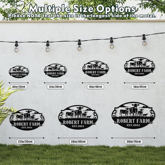 Personalized Farm Cow Calf Signs, Custom Ranch Sign, Customized Farm Metal Signs Outdoor, Custom Large Hanging Family Name Cow Sign for Farms, Ranch, Barn, Farmhouse