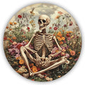 Funny Skull Rustic Round Garden Metal Signs Vintage Tin Sign Retro Wall Wreath Decor for Home Garden Yard Bar Cafe Farmhouse Garage Indoor Outdoor 8 Inch