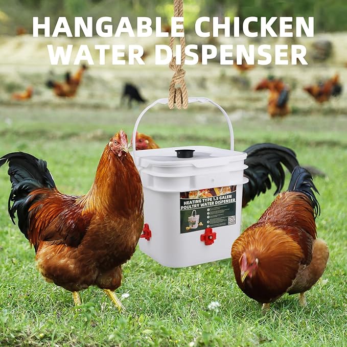 1.5 Gallon Square Chicken Water Bucket, Hanging Type, Suitable for Chickens, Pigeons, Quails, and Other Large Animals 1Pcs.