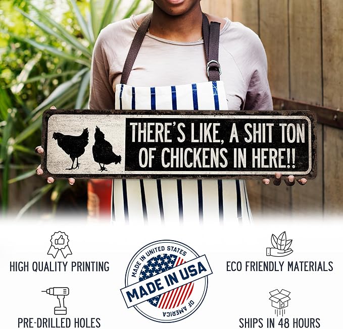 Funny Chickens Décor - USA Made Metal Chicken Coop Sign