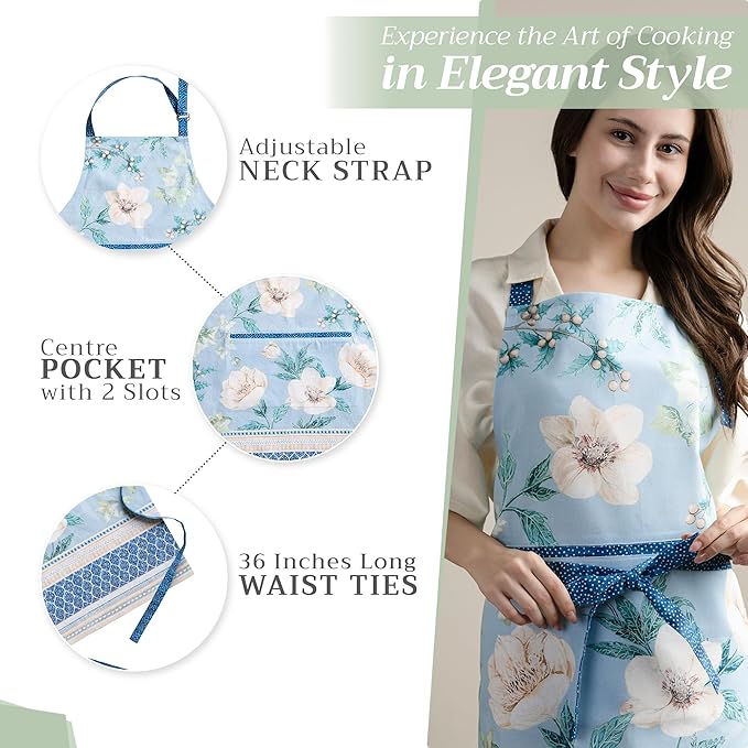Maison d' Hermine 100% Cotton Apron for women with Pocket Kitchen Chef Apron for Men Cooking Easter Decorations