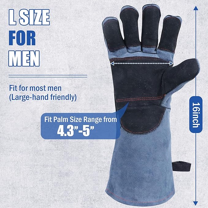 IC ICLOVER Animal Handling Gloves Snake Bite Proof, Double Leather Padding, Anti-bite Dog Cat Bird Reptile Control Protection