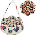 Egg Collecting Basket, 7 Pouches Chicken Eggs Basket for Gathering Fresh Chick Egg Holder Countertop Gifts for Duck Goose Carton Carrier - Beige Canvas