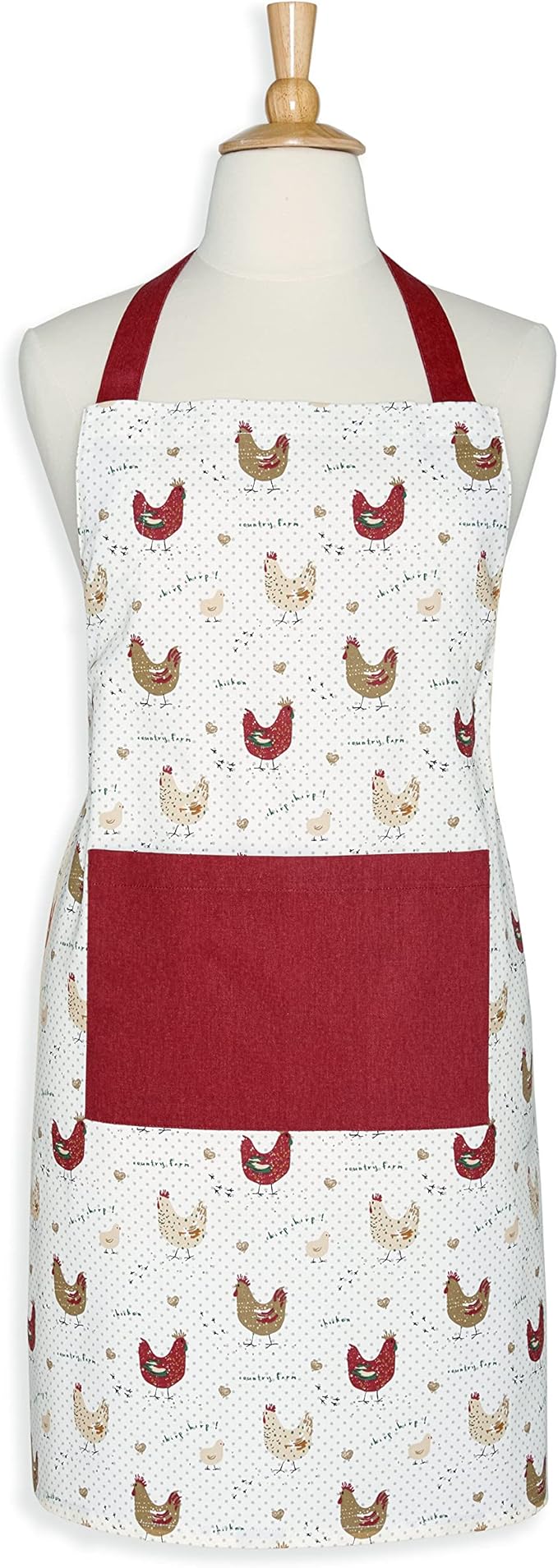 Cackleberry Home Farmhouse Chicken Cotton Bib Apron Pocket Adjustable Strap