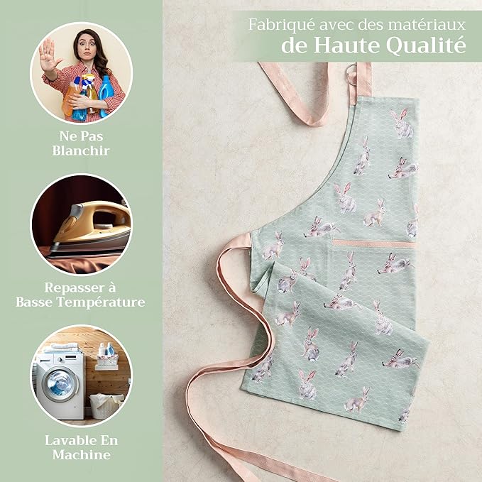 Maison d' Hermine 100% Cotton Apron for women with Pocket Kitchen Chef Apron for Men Cooking Easter Decorations