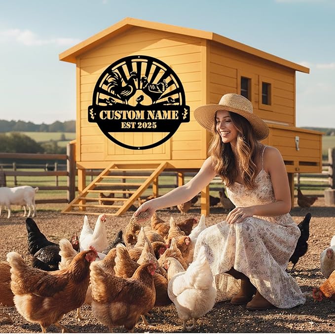 Custom Chicken Coop Metal Sign, Personalized Chicken Coop Sign for Outside, Custom Metal Hen House Farm Signs, Chickens Hen House Farmhouse Wall Art Decor