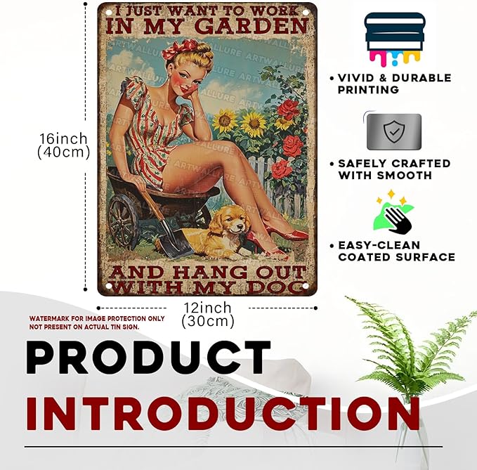ARTWALLURE Gardening Decor Garden Sign for Yard Backyard Art Plaque Oasis Metal Sign Vintage Decor Garden Iron Painting for Greenhouse Patio Decoration 12x16inch