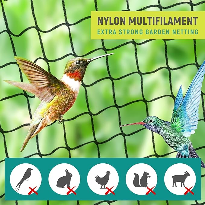 Bird Netting for Chicken Coop - Poultry Netting Heavy Duty Mesh Garden Net for Blueberry Bushes Fruit Tree Chicken Coop Roof Hawk Proof (25x50ft)