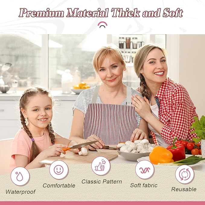 ATROPOS 2 Pack Aprons for Women with Pockets, Cooking Aprons for Women Men, Adjustable Bib Apron Chef Aprons for Kitchen, Cooking, BBQ, Cleaning