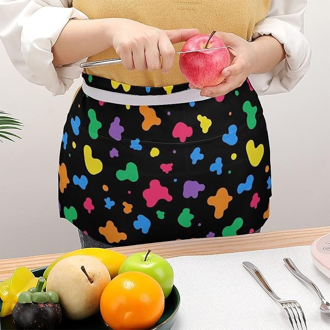 Half Apron with 3 Pockets Chef Cooking Kitchen Restaurant Aprons for Women Men