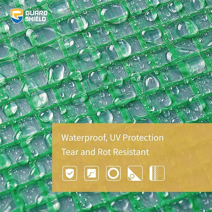 GUARD SHIELD Clear Green Tarp Heavy Duty 20x40 Feet Waterproof for Greenhouse Outdoor Garden Poly Cover UV Resistant 3x3 Weave 10mil