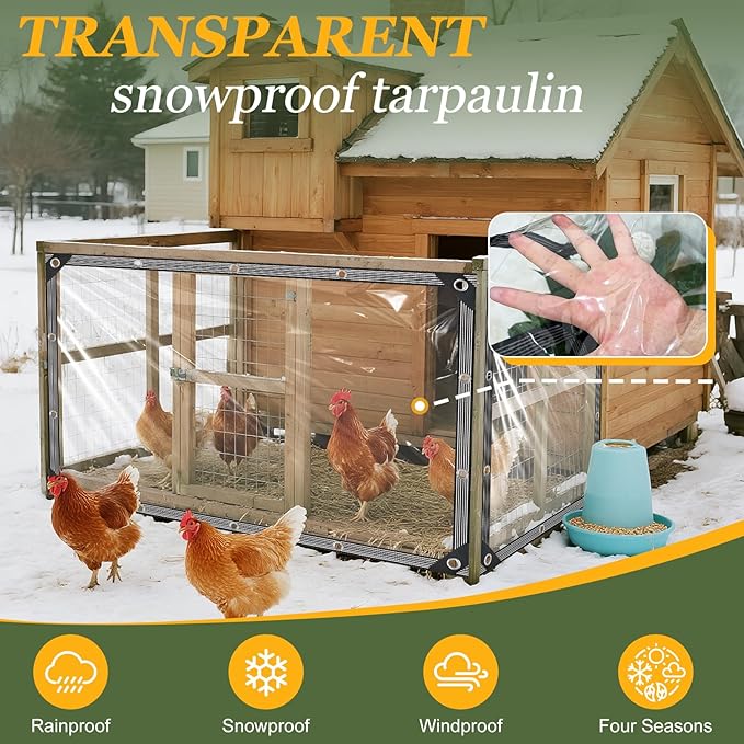 Clear Tarp with Grommets 4x6ft Clear Tarps Heavy Duty Waterproof 14 Mil Thickened PVC Tear-Resistant Reinforced Edges Clear Plastic Vinyl Tarp for Patio Chicken Coop Cover Greenhouse Plant Enclosure
