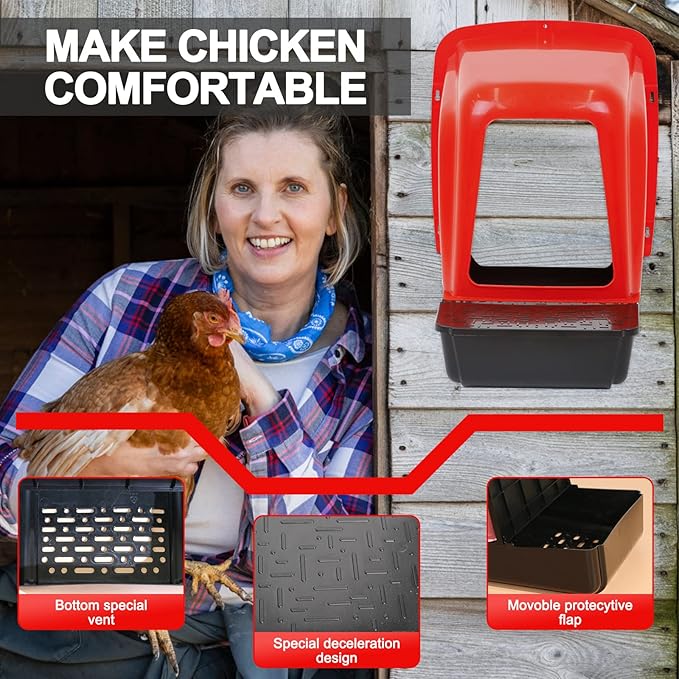 Chicken Nesting Boxes Chicken Laying Boxes with Egg Roll Out Nesting Boxes for Chickens Coop Nest Box Large, Easy to Install, Waterproof and Durable (Red, 6 Pack)