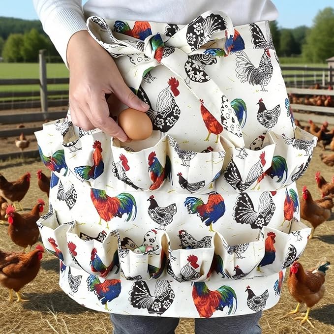 2 Pcs Pocket Egg Gathering Apron, Chicken Egg Collector, 16.9 X 20.1 in / 43 X 51 Cm