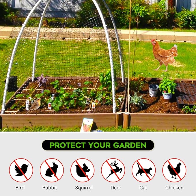 FEED GARDEN Deer Netting Deer Fence Netting, 7 x 200 Feet for Garden Protection Reusable Protective for Plants Fruit Trees Vegetables Against Birds and Other Animal