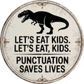 Punctuation Saves Lives Metal Sign 8x8in Round Grammar Plaque for School Wall Decor Language Gift