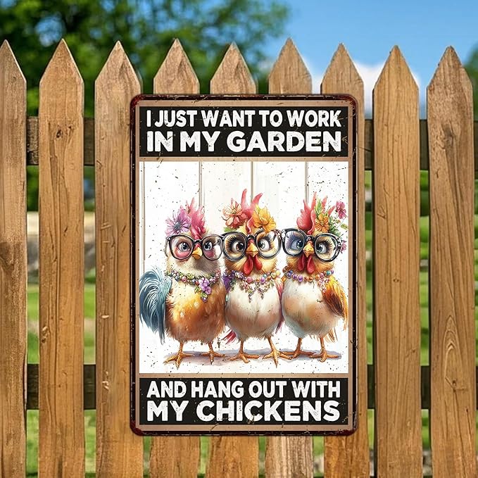 Funny Chicken Signs Garden And Hang Out With My Chickens Aluminium Sign Metal Chicken Signs Decor Home Ktichen Farm Are Wall 12x16 Inch Vintage Chicken Signs For Coop Metal Tin Signs Poster