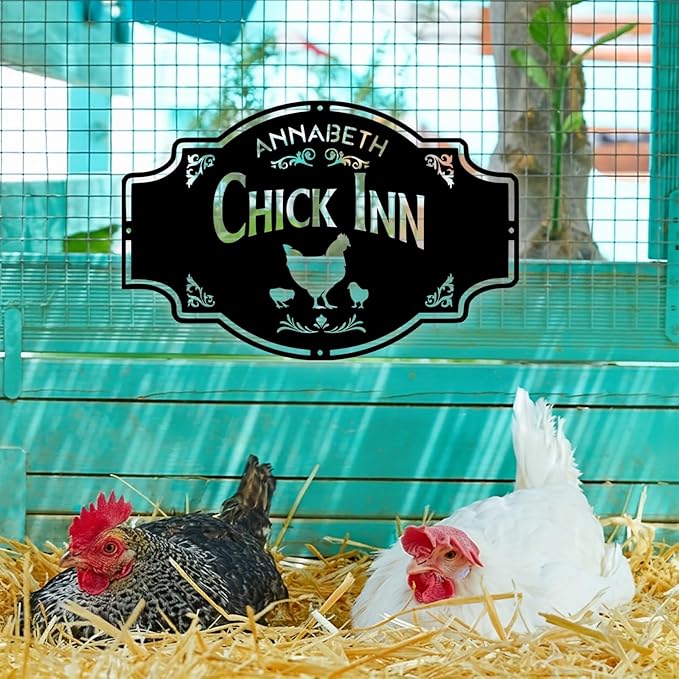 Custom Chicken Coop Metal Sign, Personalized Chicken Coop Sign for Outside, Custom Metal Hen House Farm Signs, Chickens Hen House Farmhouse Wall Art Decor