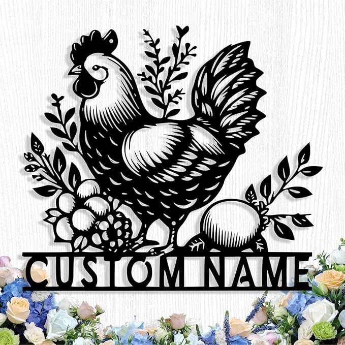 Custom Chicken Coop Metal Sign, Personalized Chicken Coop Sign for Outside, Custom Metal Hen House Farm Signs, Chickens Hen House Farmhouse Wall Art Decor