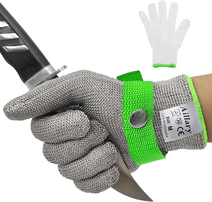 Level 9 Cut Resistant Kitchen Glove,Food Grade,Machine Washable,Stainless Stell Wire Metal Mesh Safety Work Glove for Mandolin,Meat Cutting,Oyster Shucking,and Wood Working(Small)