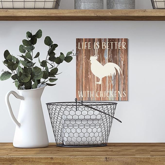 JennyGems Life is Better with Chickens Wooden Sign, Chicken Decor and Gift, Farm Decorations, Made in USA