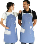 Professional Work Apron for Men & Women – 100% Cotton with waterproof Membrane, Cross Back Straps