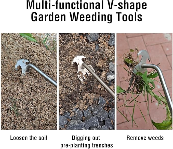 Weed Puller Tool, Weeding Tools Gardening ,Detachable Handle for Easy Carrying and Storage for Vegetable Gardening Backyard Farm Planting & Uprooting Weeding Tool
