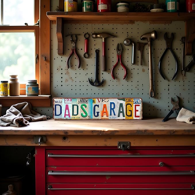 Garage Decor Garage Gifts For Dad Tin Sign Best Dads Garage Signs Vintage Dad's Workshop Sign Father Garage Signs 4x16 Inch