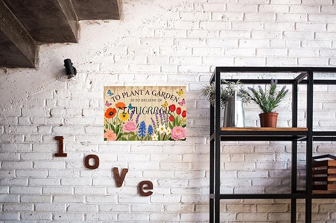 Vintage Garden Tin Sign – Inspirational Gardening Quote Wall Decor for Greenhouse, Yard, or Home, Rustic Metal Sign for Plant Lovers, 8x12 Inch