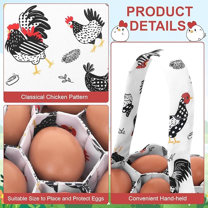 Egg Collecting Apron and Basket, 12 Pouches Chicken Egg Apron with 7 Pouches Basket, Aprons for Fresh Eggs for Chicken, Duck, Goose, Bird, Various Poultry Collection