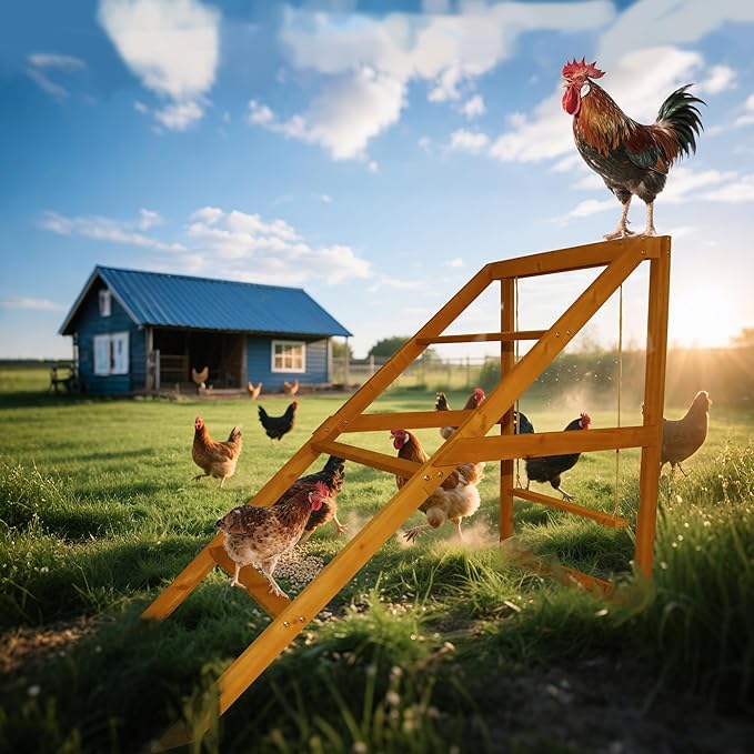 Chicken Perches for Coop with Swing: Roosting Bars for Coop Accessories - Chicken Run Accessories Toy, Wooden Ladder for Pet, Ideal for Backyard Poultry, Farms, Easy to Assemble and Clean