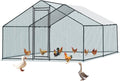 VINGLI Large Metal Chicken Coop, 13.1x9.8x6.5 ft Poultry Cage for Chicken Run, Walk-in Chicken Pen with Waterproof & Anti-UV Cover for Yard Outdoor (Black-Spire Roof)