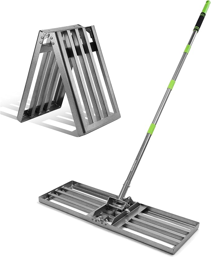 WORKPRO Lawn Leveling Rake, Heavy Duty Leveling Rake with 30” x 10” Ground Plate, Yard Leveling Rakes with 6FT Adjustable Handle, Metal Lawn Leveler for Garden, Backyard, Golf Course, Farm, Pasture