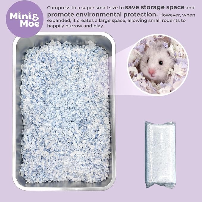 mini&moe Guinea Pigs Bedding Hamster Bedding: Moisture Absorbent and Dust-Free Natural Paper Small Pet Bedding - for Guinea Pigs, Hamsters, and Rabbits, 12 Liters