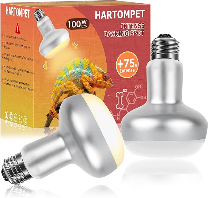100W Intense Basking Spot Lamp – UVA Daylight Heat Bulb for Reptiles, Simulates Natural Sunrise and Sunset, Enhances Natural Behavior, Suitable for Bearded Dragons, Turtles, Geckos | 2 Pack