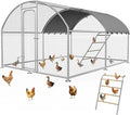 Chicken Coop with Roosting Perch, Large Metal Chicken Run Poultry Cage with Water-Resident and Anti-UV Cover for Duck Rabbit House Walk-in Chicken Pen for Yard, Dome Roof(10’ W x 13.2’ L x 6.4’ H)