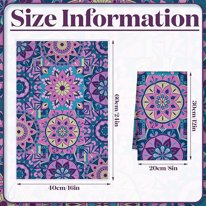 Boyiee Set of 6 Mandala Kitchen Towels Absorbent Boho Dish Towels 24 x 16 Inches Multicolor Hand Dishcloths Mandala Lover Gifts for Farmhouse Kitchen Bathroom Decorations