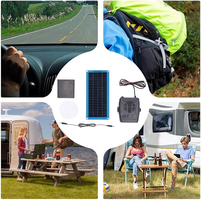 30W Single Chicken Coop Heater, Solar Powered Heater, 30W Single Solar Panel Heater Portable Solar Panel, Rechargeable Solar Panel Fan Kit for Outdoor Drying Heating Pet House Warm Wind Gear