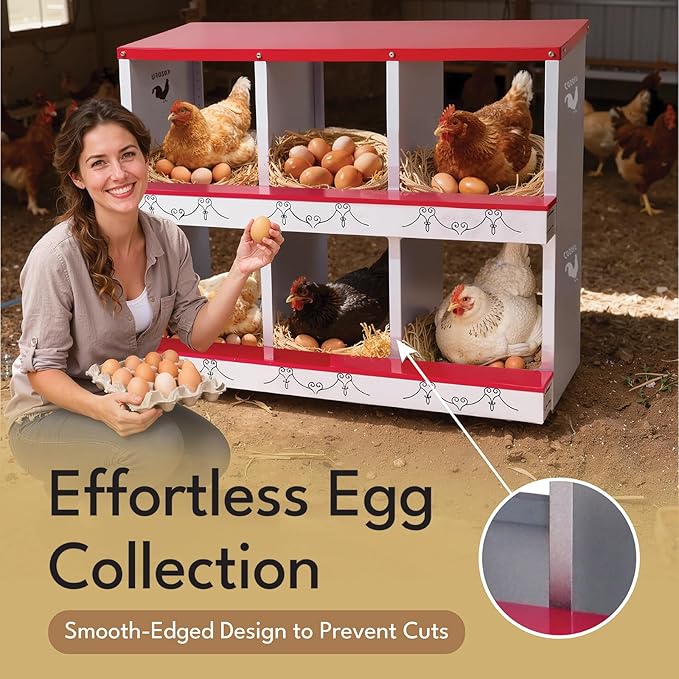 4 Hole Chicken Nesting Box for Laying Hens - Automatic Rollout Egg Collection, Heavy Duty Metal Nesting Boxes with Swing Perch for Chicken Coops, Secure & Easy Clean Poultry Nest Box