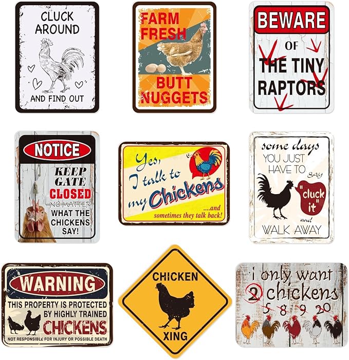 WERNNSAI Chicken Birthday Party Decorations - 9PCS Farm Birthday Decorations for Boys Girls Barnyard Themd Party Supplies Funny Chicken Coop Decor Farm Sign Posters for Door Wall Yard Garden Decoration