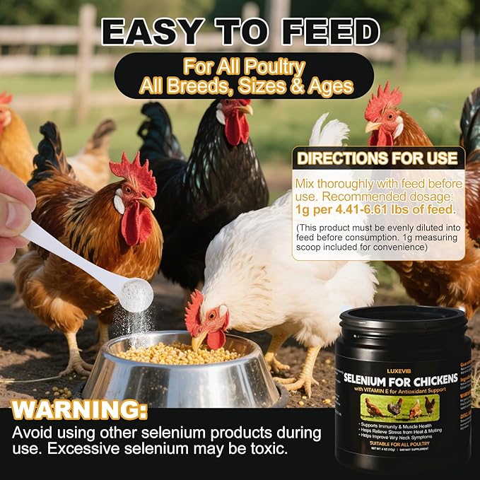 E+S Poultry Vitality Formula | Selenium for Chickens & All Poultry | Nutrient Support Powder for Energy Balance and Mobility | Feed Mix Additive for Healthy Growth