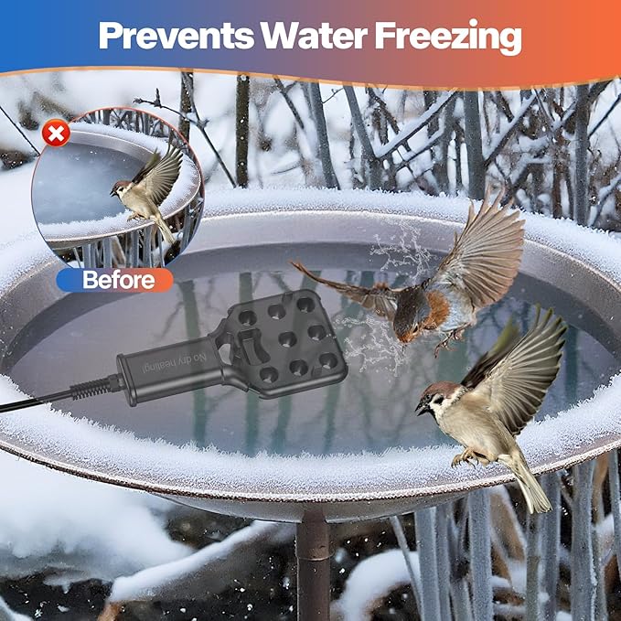 1000W Pond De-icer for Stock Tanks, Auto On/Off 35°F-77°F, 9ft UL Cord, IPX8, Cast Aluminum Utility Heater