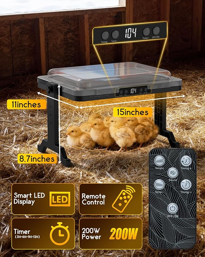 Chicken Brooder Box for Chicks, Magicfly Chick Starter Kit with 15 x 11 Inch Brooder Heating Plate, Chicken Brooder Tent/Pen/Playpen with Chicken Perch, Feeder & Waterer, for Chicks, Duck, Quail