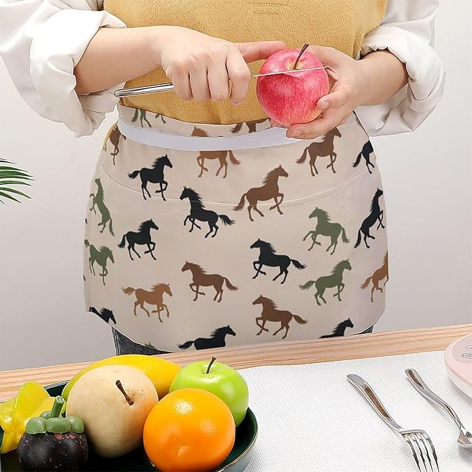 Short 3 Pockets Waist Waiter Waitress Half Apron Waterproof Chef Aprons