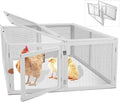 Chicken Coop Extension, Foldable Chicken Coop House Chicken Cage Wooden, Duck Chicken House Large Rabbit Enclosure Assembly Free (White)